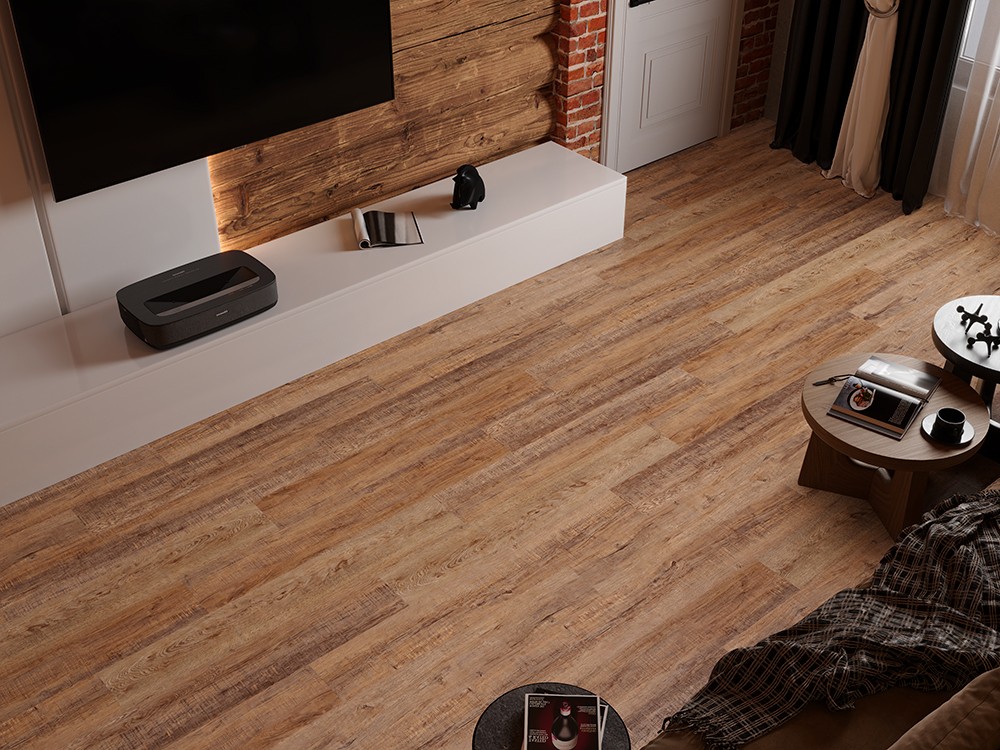 Кварцвиниловый SPC ламинат Cronafloor Alpha Дуб Париж А105 1200×180×3,5 фото в интерьере